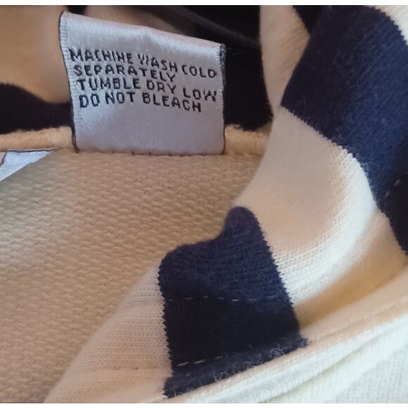 AW Sport Allyson Whitmore Zip Up Hoodie Butter Yellow Blue Stripes Women's Large - Picture 6 of 6